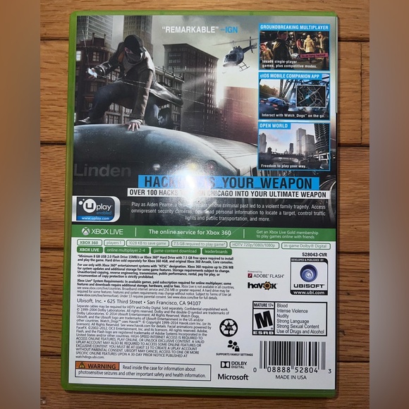 Watch Dogs for XBox 360 video game disc - Picture 3 of 3